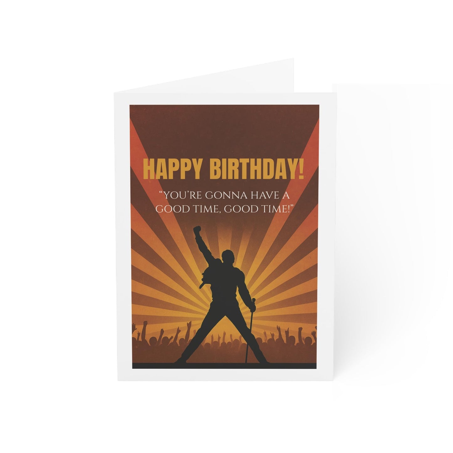 Queen Themed Birthday Card with Freddie Style silhouette Artwork