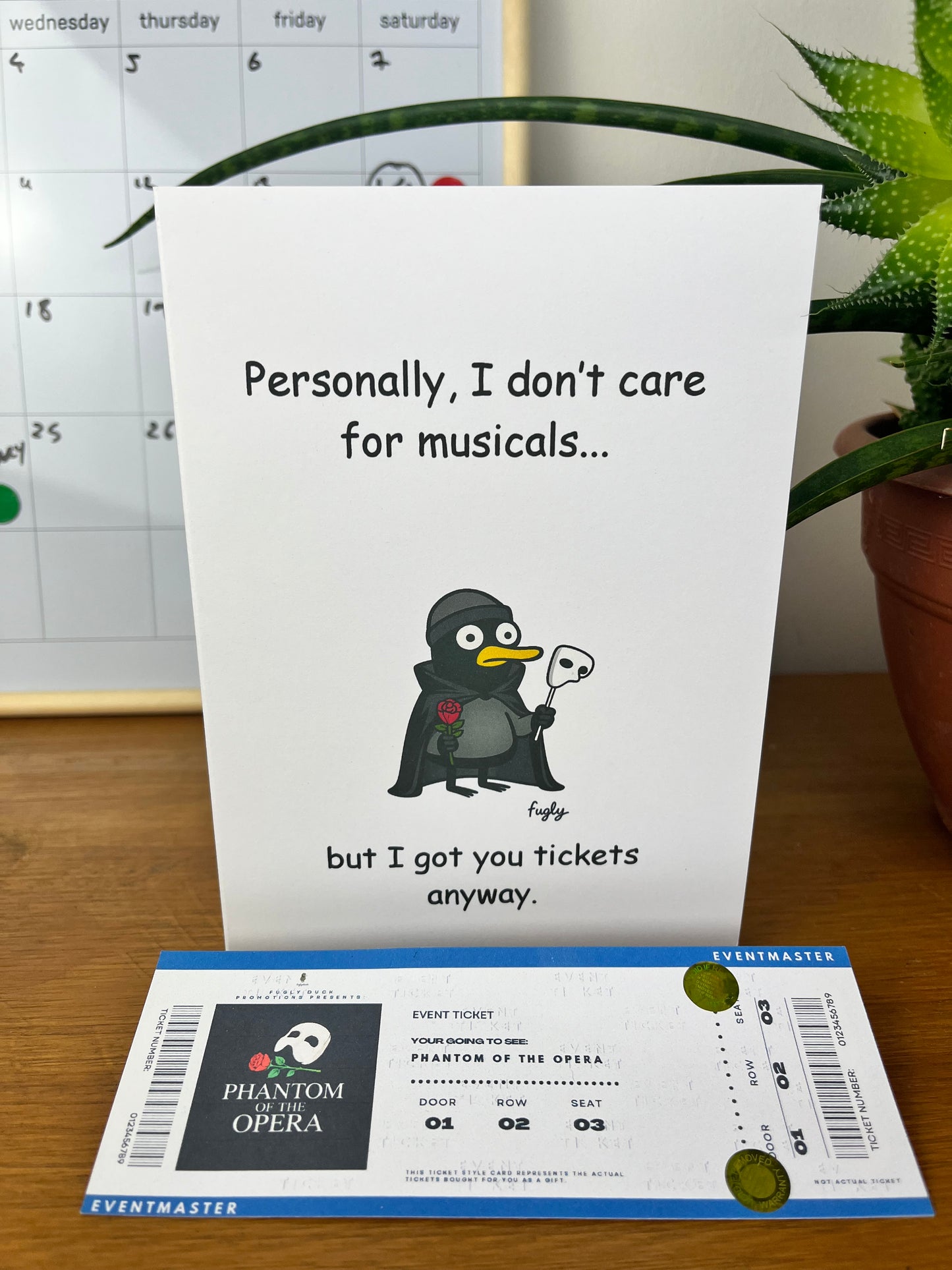 Funny Theatre Ticket Style Card | Phantom of the Opera, Hamilton or Lion King | Musical Ticket Gift Insert