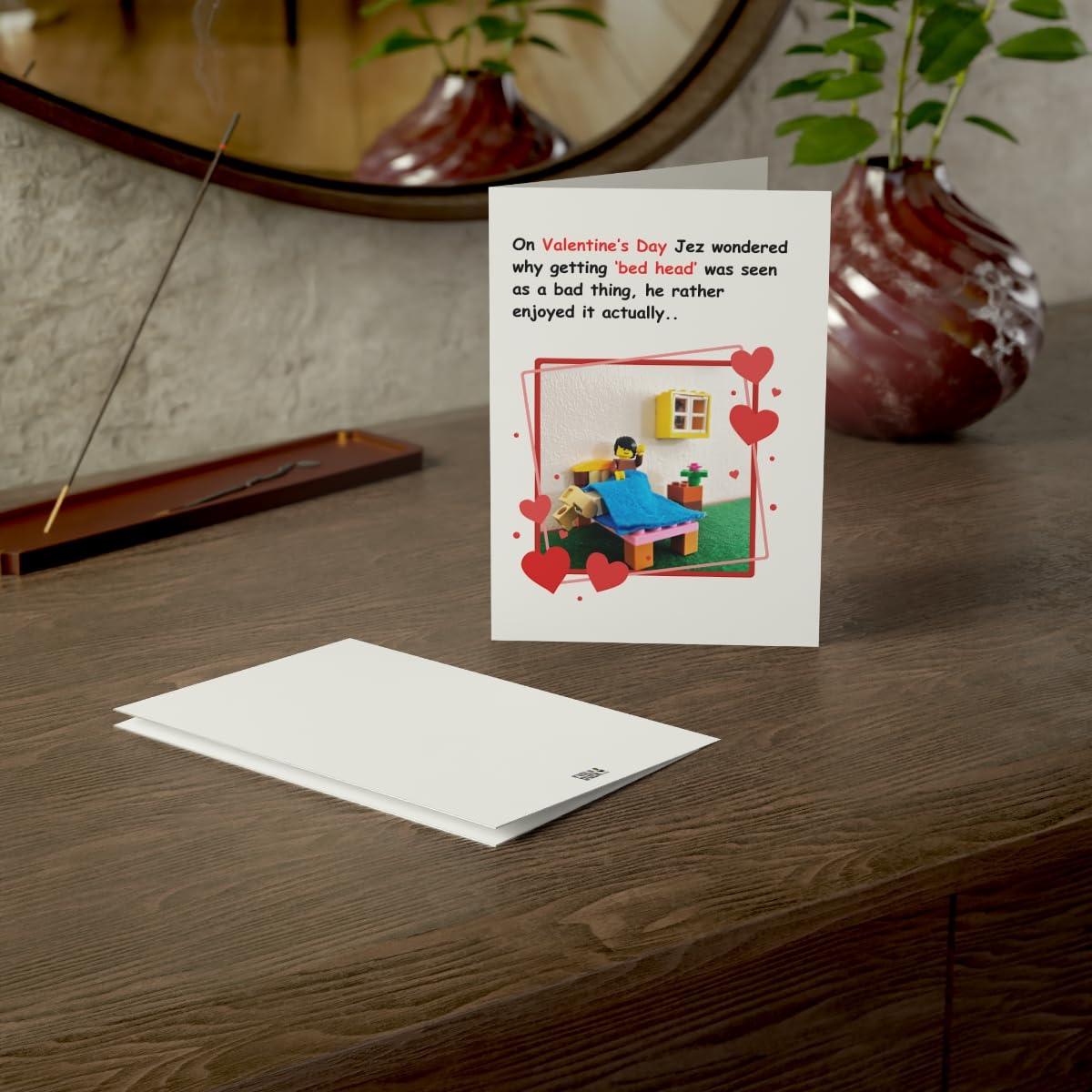 Valentines - 'Bed Head' Card - For Cheeky Valentines Surprise - Greeting Cards, Valentine's Day, Humor