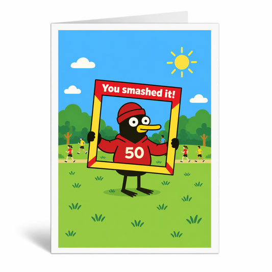 50 Running Milestone Card – You Smashed It! Fugly Duck