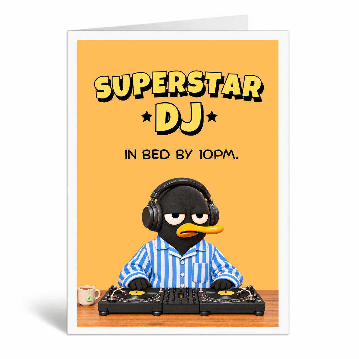 Funny Birthday Card for DJ – Large A5 Card for Vinyl Lovers – Superstar DJ In Bed by 10PM