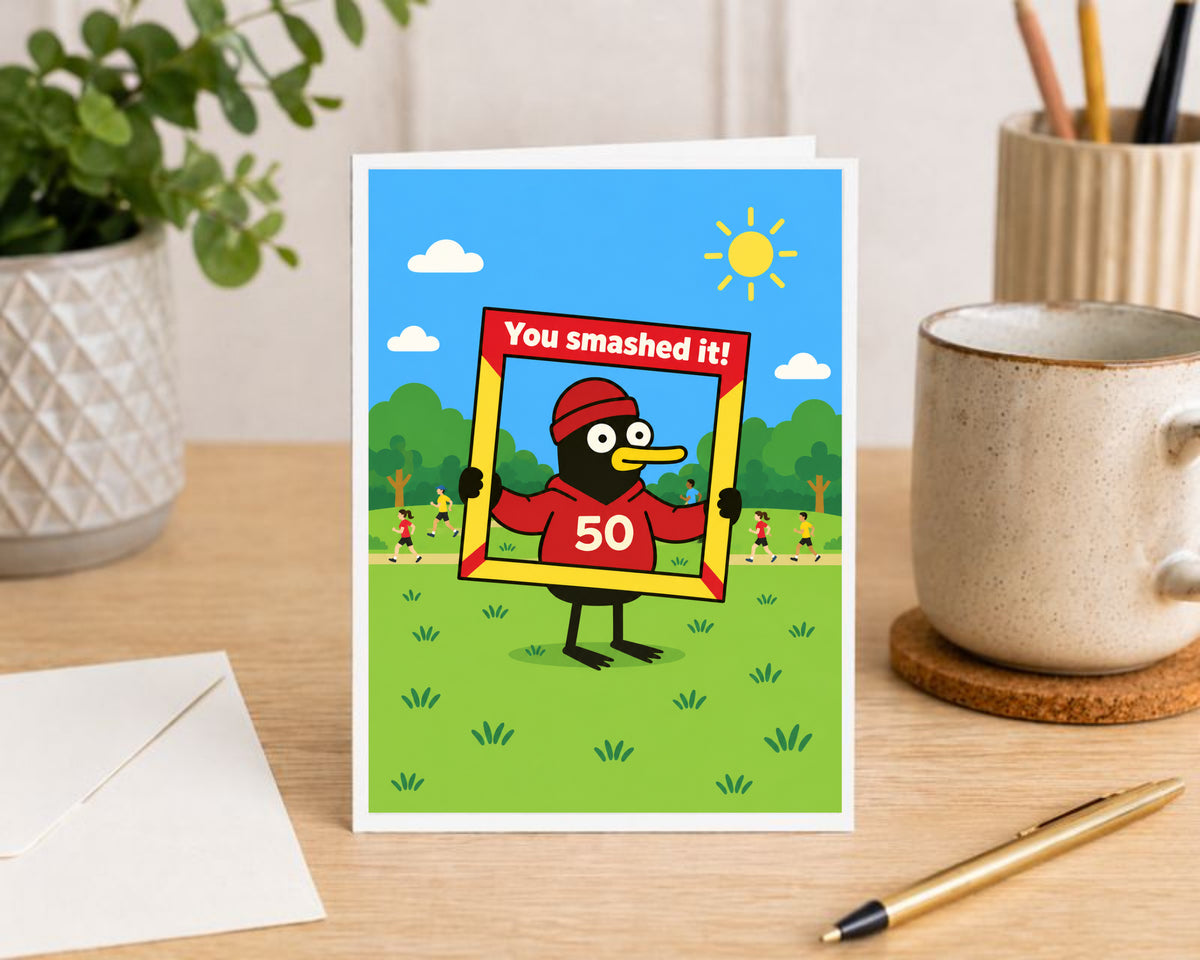 50 Running Milestone Card – You Smashed It! Fugly Duck