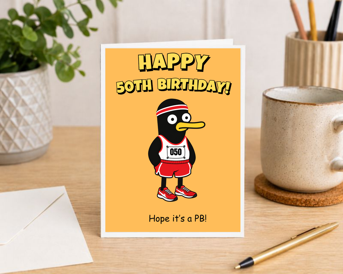 Funny 50th Birthday Card for Runner – Large A5 Running Card – Hope It’s a PB