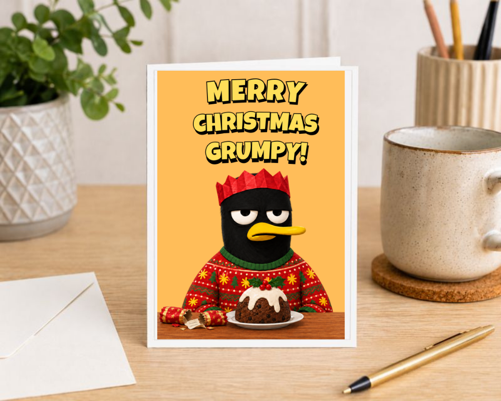 Funny Christmas Card for Grumpy Men – Large A5 Xmas Card for Dad, Husband or Grandad