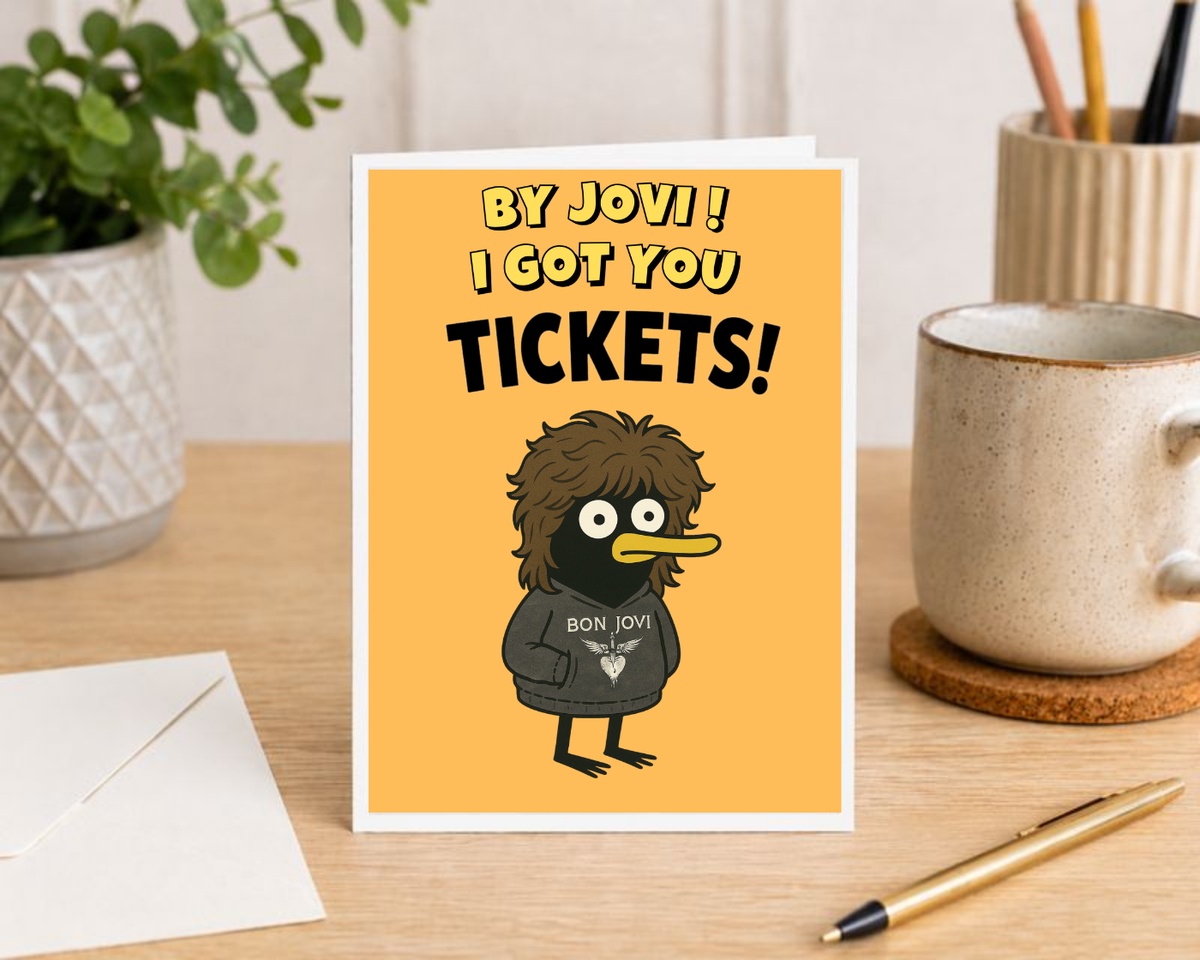 By Jovi! Concert Ticket Reveal Birthday Card – Large A5 Rock Music Fan Card – I Got You Tickets!