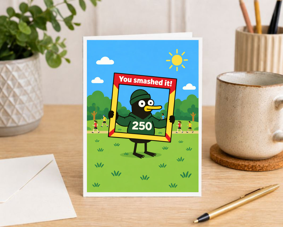 250 Running Milestone Card – You Smashed It! Fugly Duck