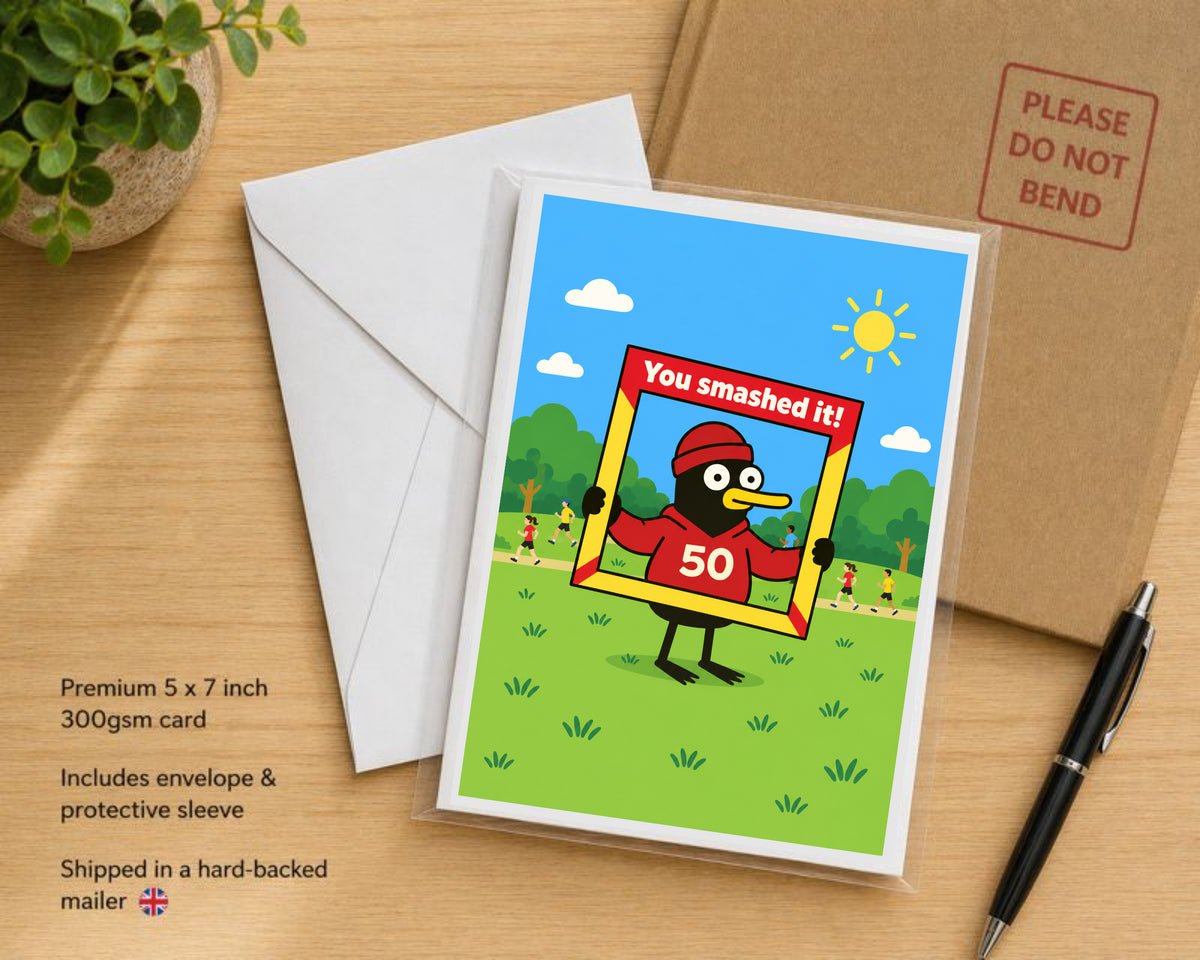 50 Running Milestone Card – You Smashed It! Fugly Duck