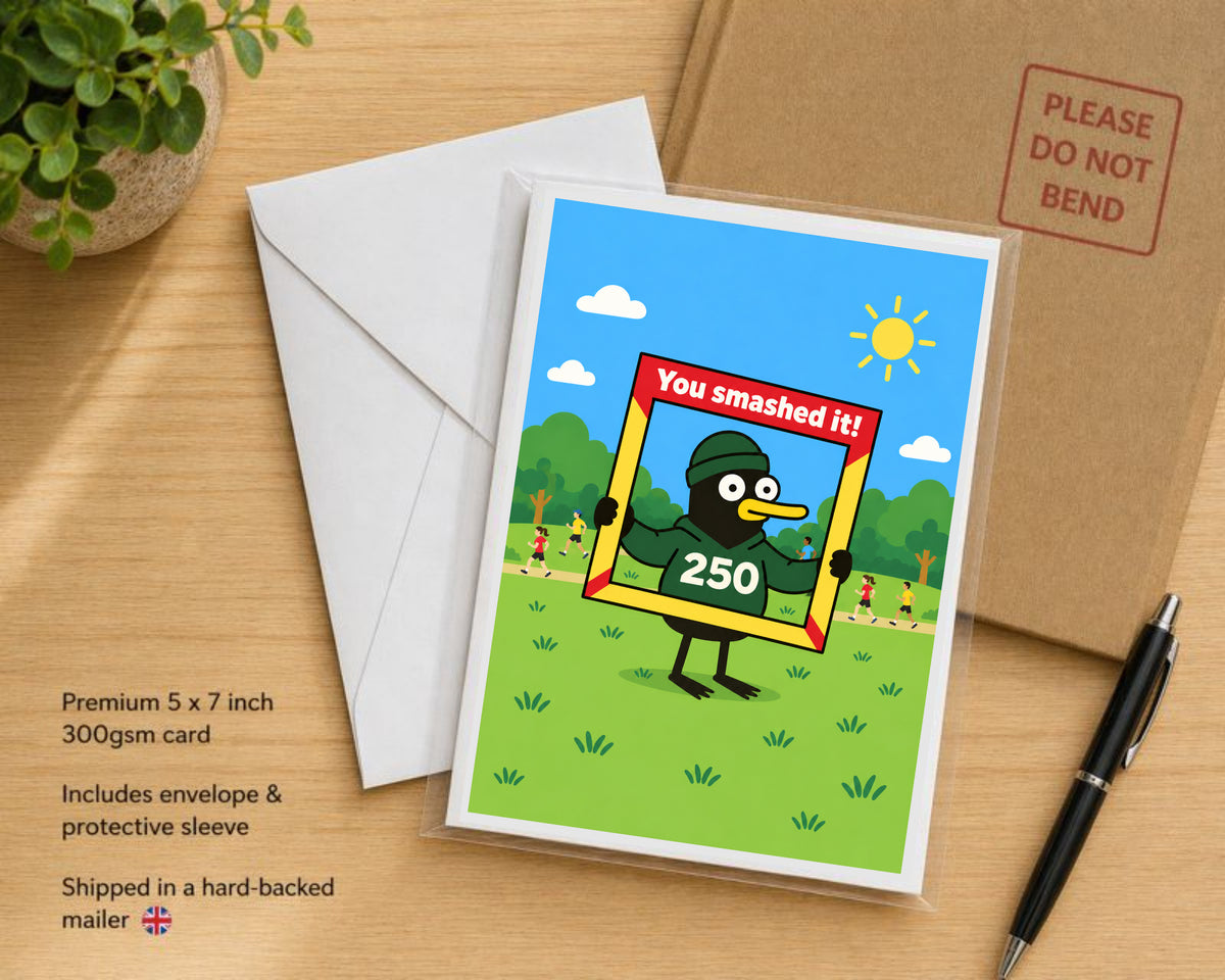 250 Running Milestone Card – You Smashed It! Fugly Duck