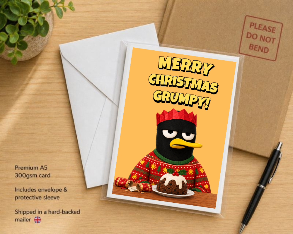 Funny Christmas Card for Grumpy Men – Large A5 Xmas Card for Dad, Husband or Grandad