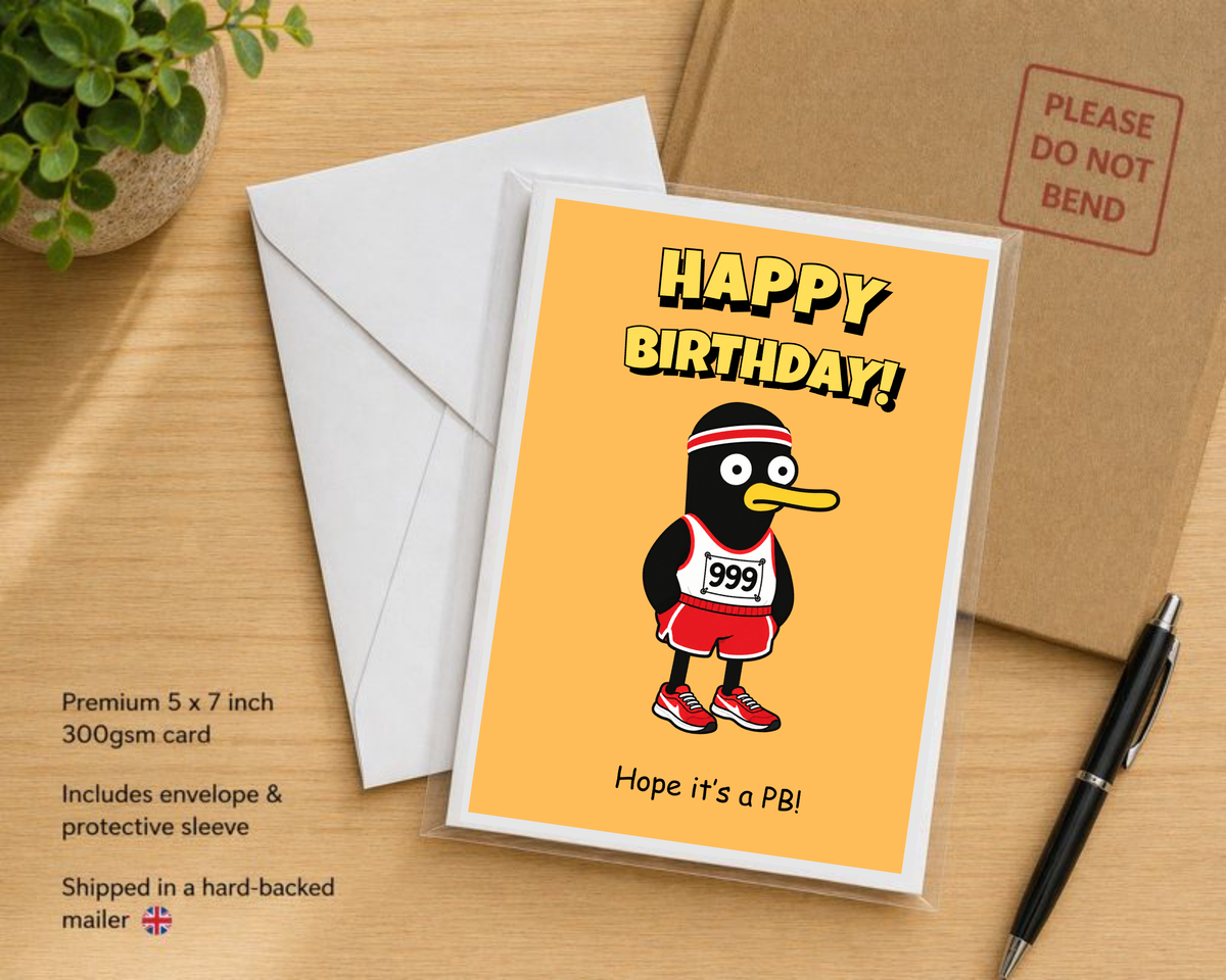 Funny Birthday Card for Runner – Large A5 Running Card – Hope It’s a PB
