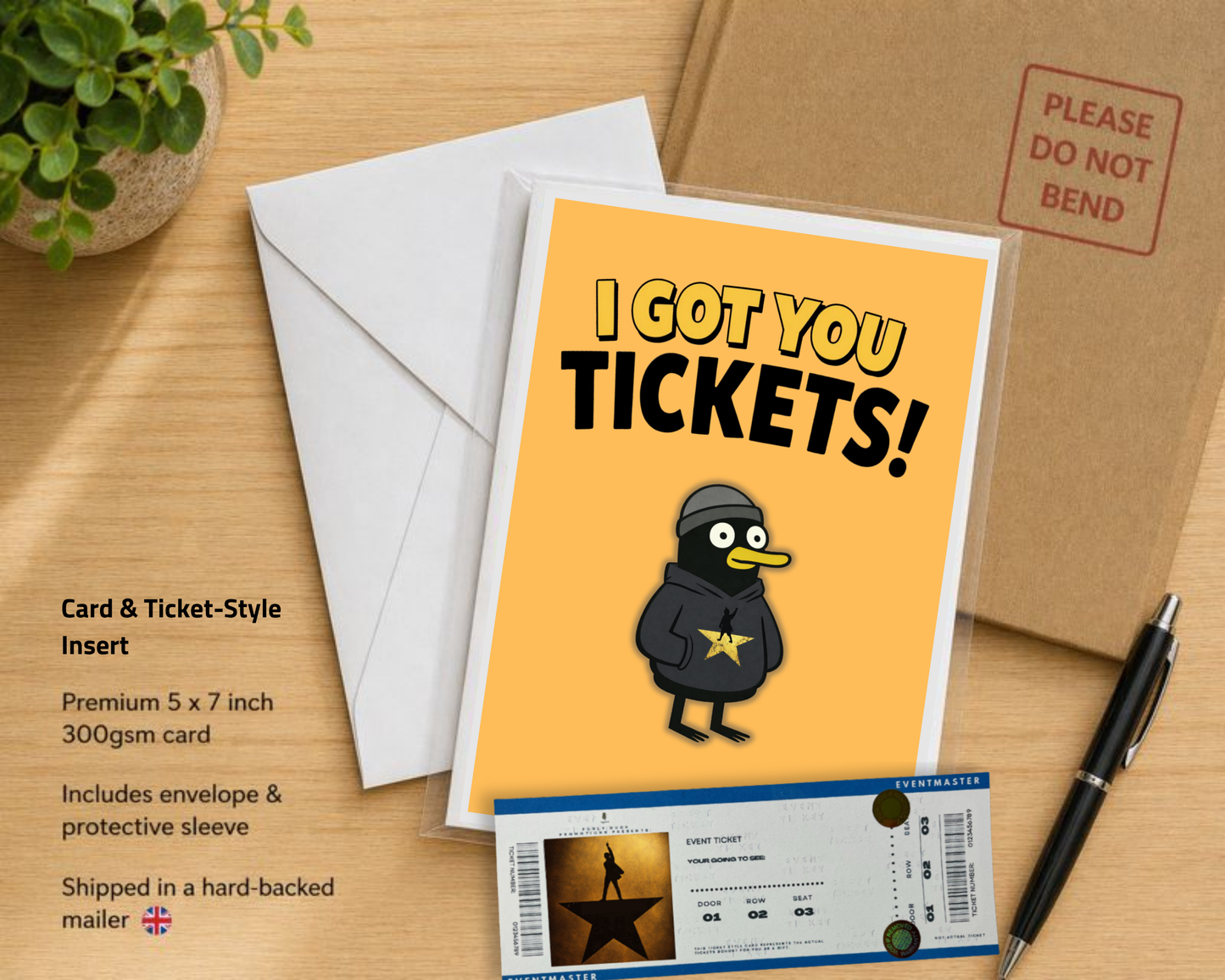 Funny Hamilton Birthday Card with Theatre Ticket Gift Insert