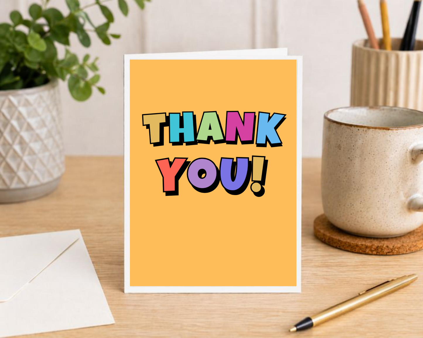 Colourful Thank You Card – Blank Inside