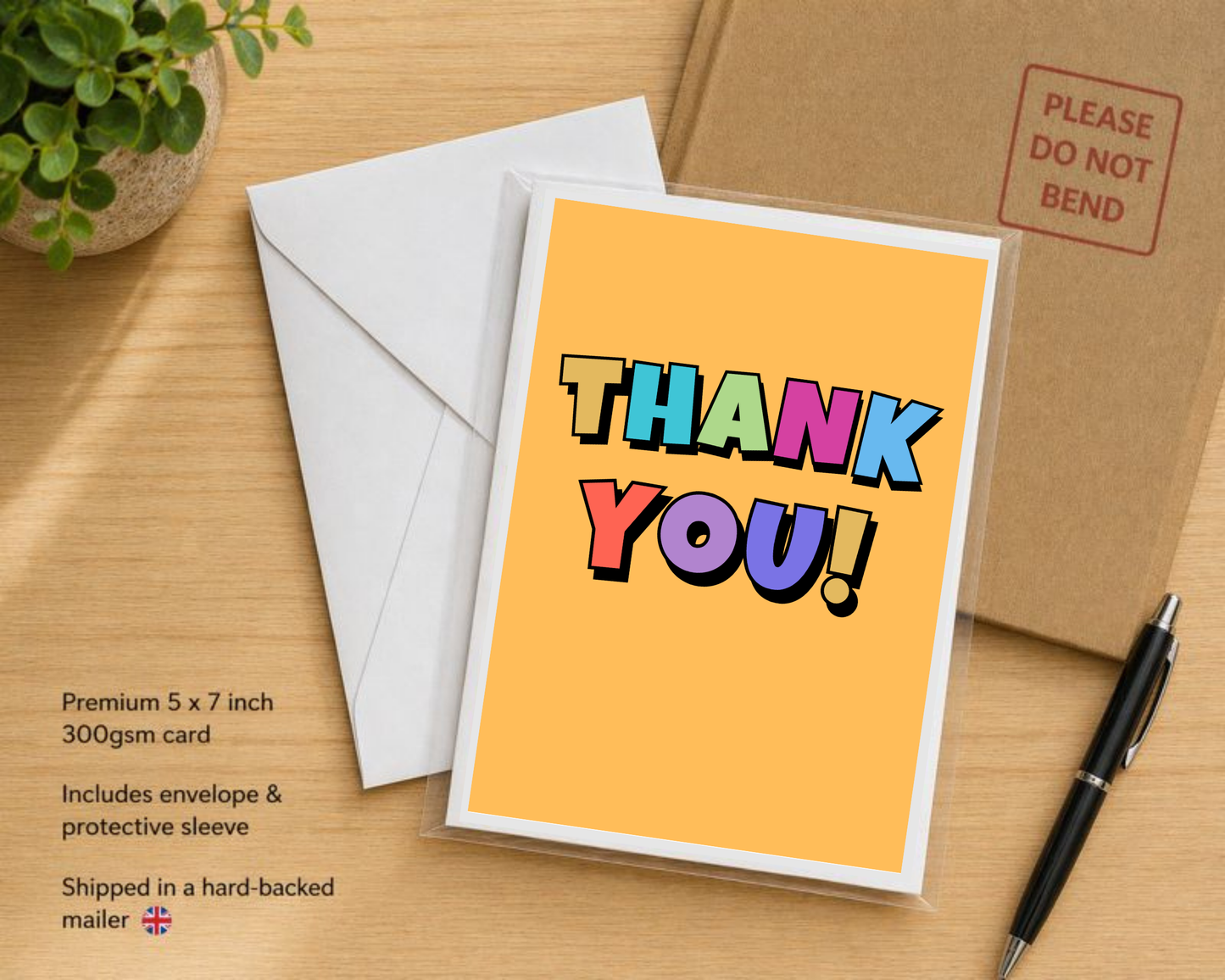 Colourful Thank You Card – Blank Inside