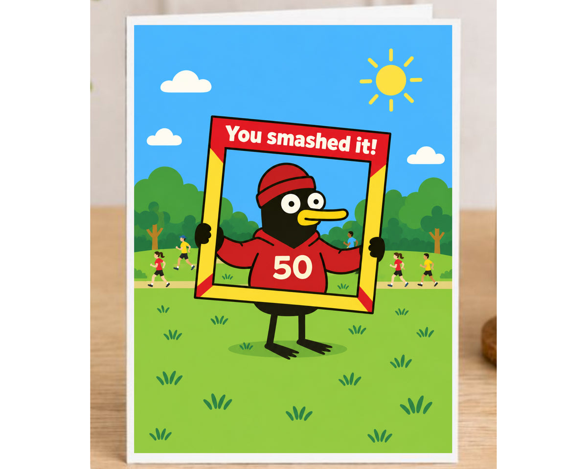 50 Running Milestone Card – You Smashed It! Fugly Duck