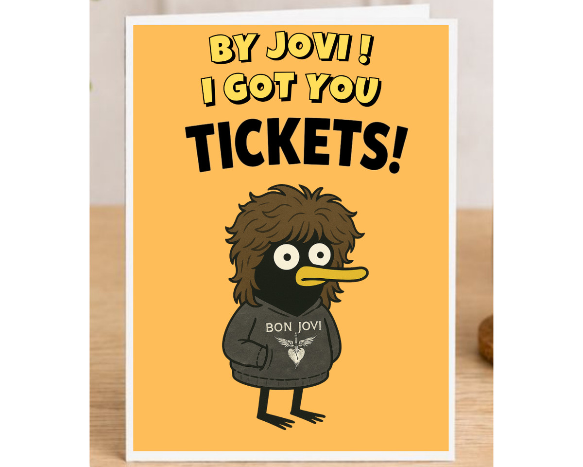 By Jovi! Concert Ticket Reveal Birthday Card – Large A5 Rock Music Fan Card – I Got You Tickets!
