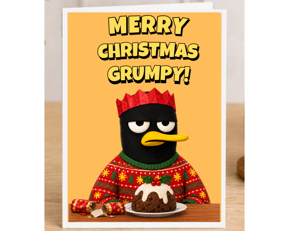 Funny Christmas Card for Grumpy Men – Large A5 Xmas Card for Dad, Husband or Grandad
