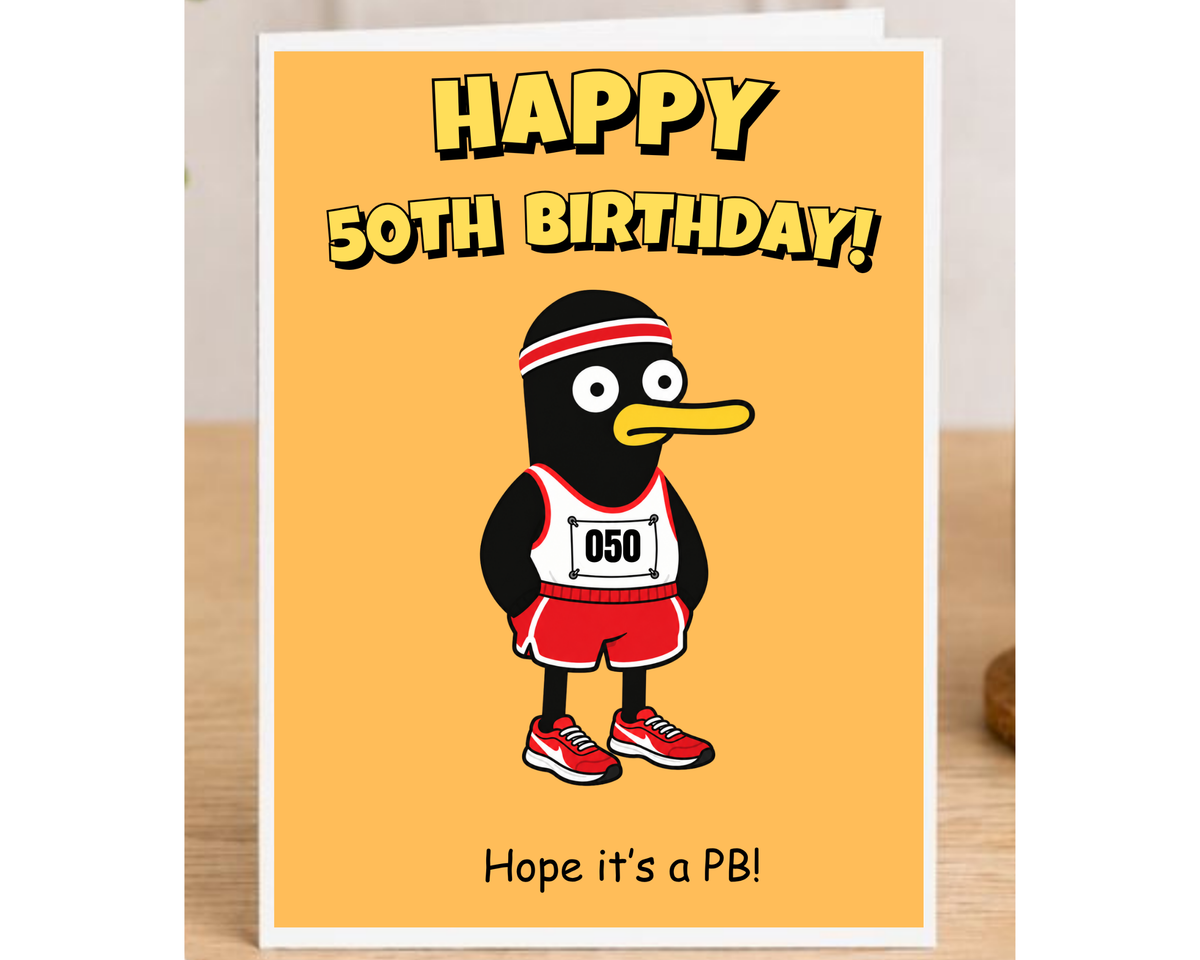Funny 50th Birthday Card for Runner – Large A5 Running Card – Hope It’s a PB