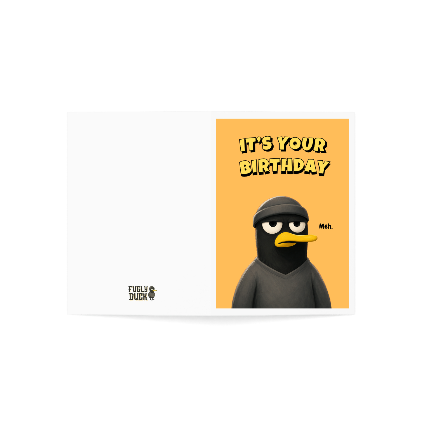 Funny Grumpy Duck Birthday Card – Birthday. Meh.