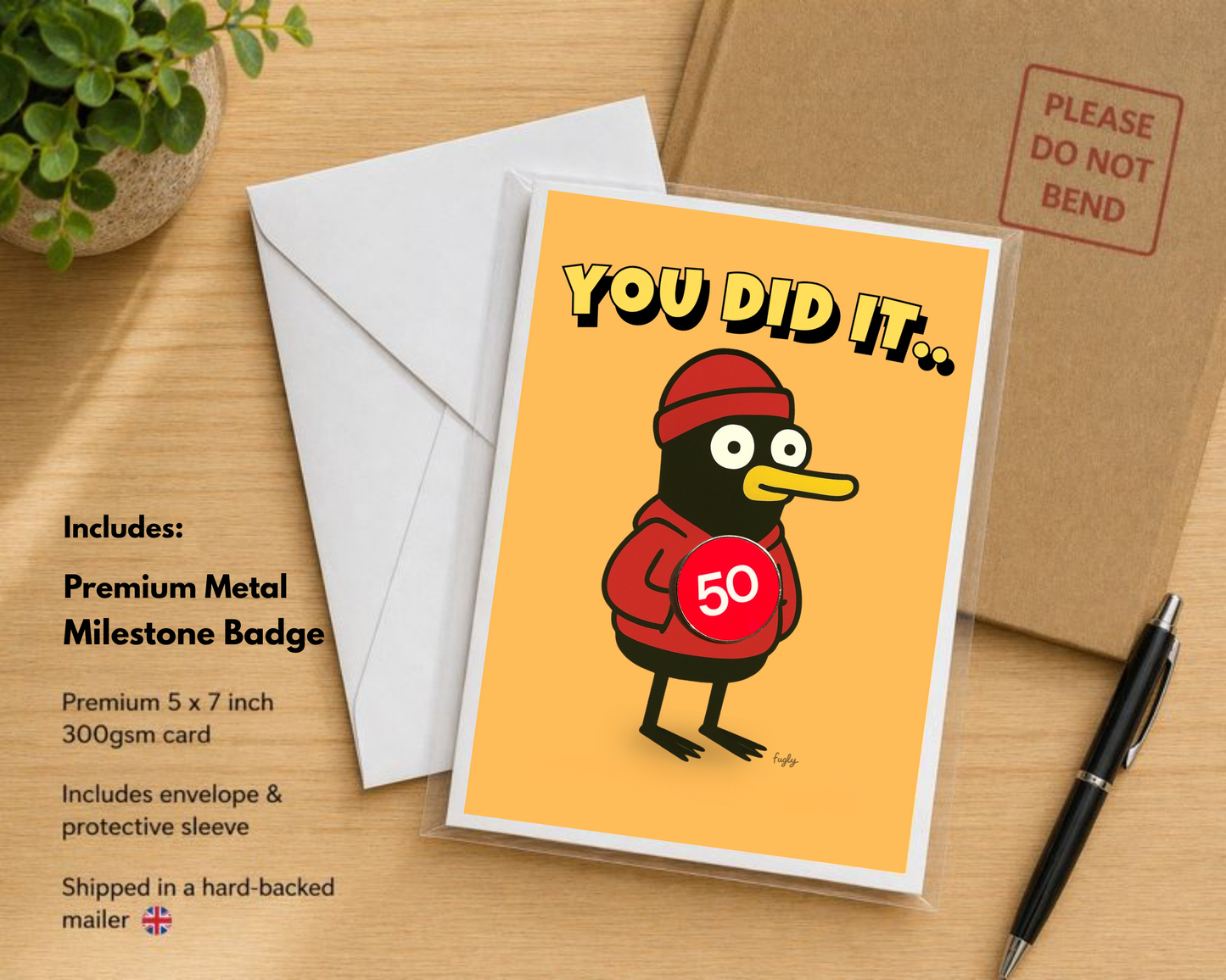 Running 50 Milestone Card with 25mm Badge
