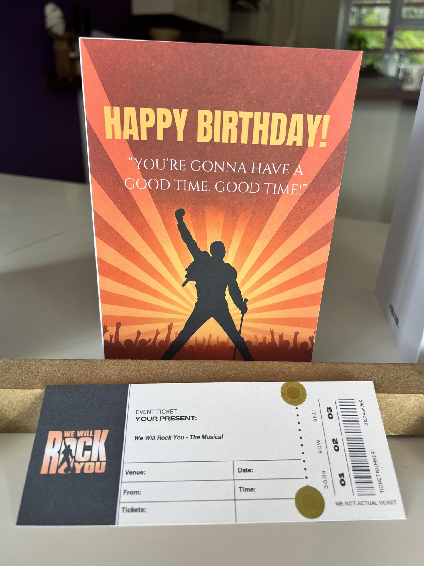Queen Themed Birthday Card with Freddie Style silhouette Artwork