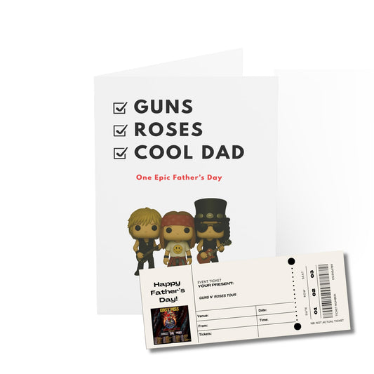 GNR Father's Day Card with Ticket Themed Insert - Guns. Roses. Cool Dad. One Epic Father's Day