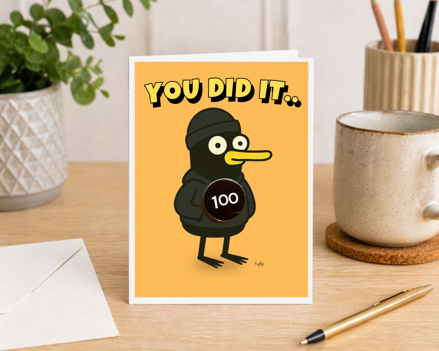 Running 100 Milestone Card with 25mm Badge