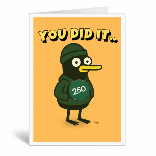 Running 250 Milestone Card with 25mm Badge