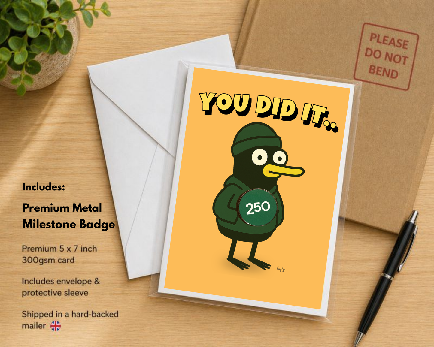 Running 250 Milestone Card with 25mm Badge