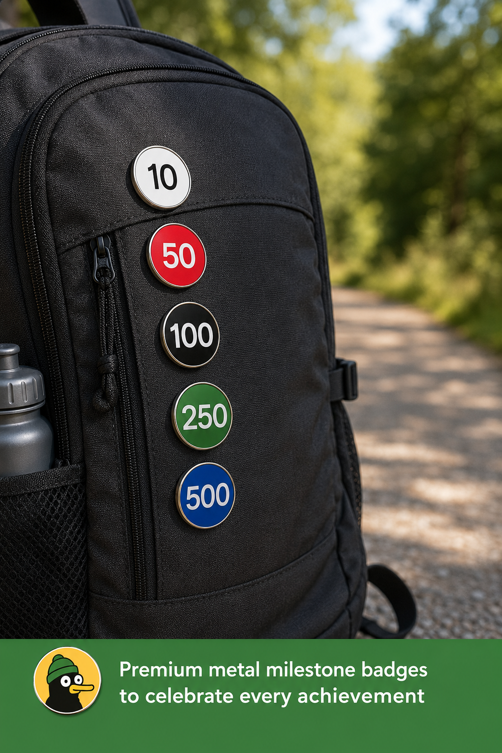 Running 250 Milestone Card with 25mm Badge
