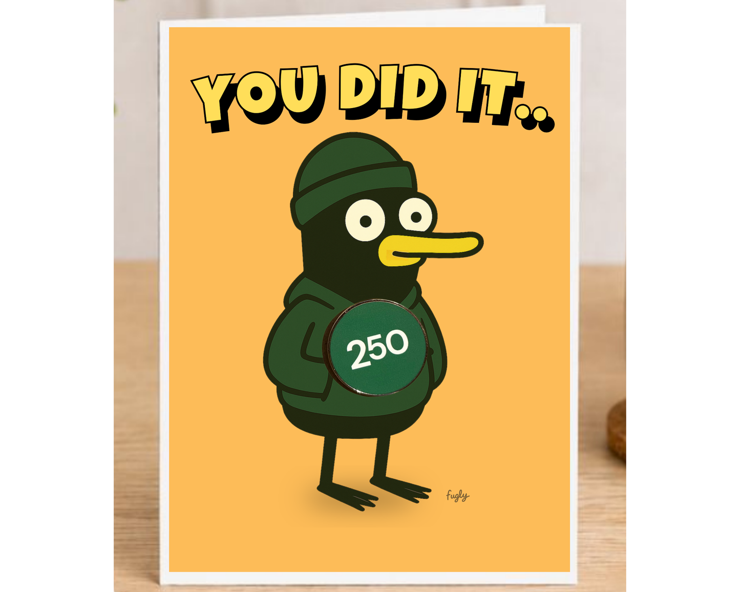 Running 250 Milestone Card with 25mm Badge