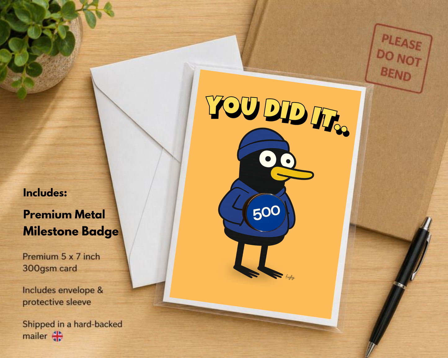 Running 500 Milestone Card with 25mm Badge
