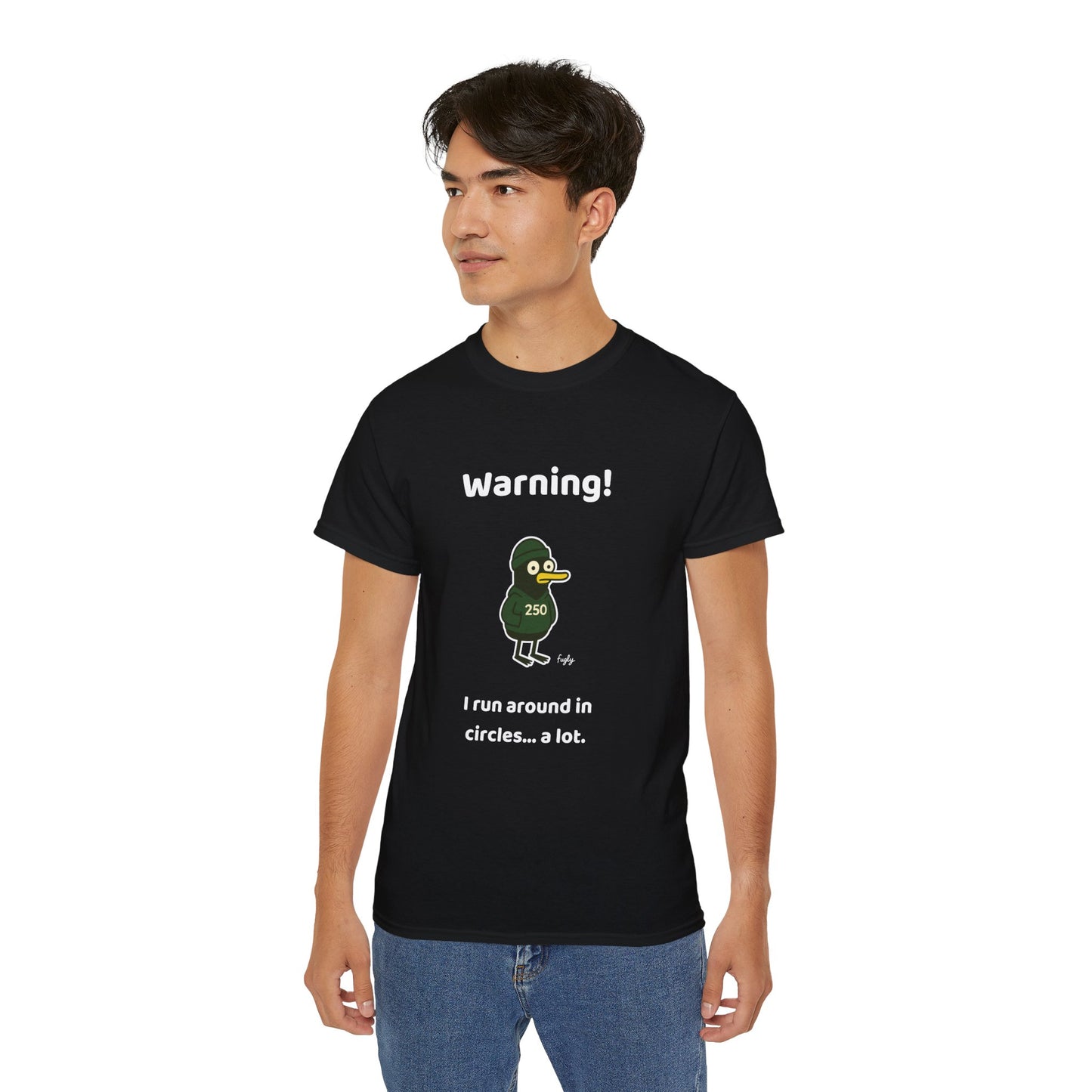 Running 250 Milestone T-Shirt - Funny 'Warning - I Run in Circles.. a Lot' Message