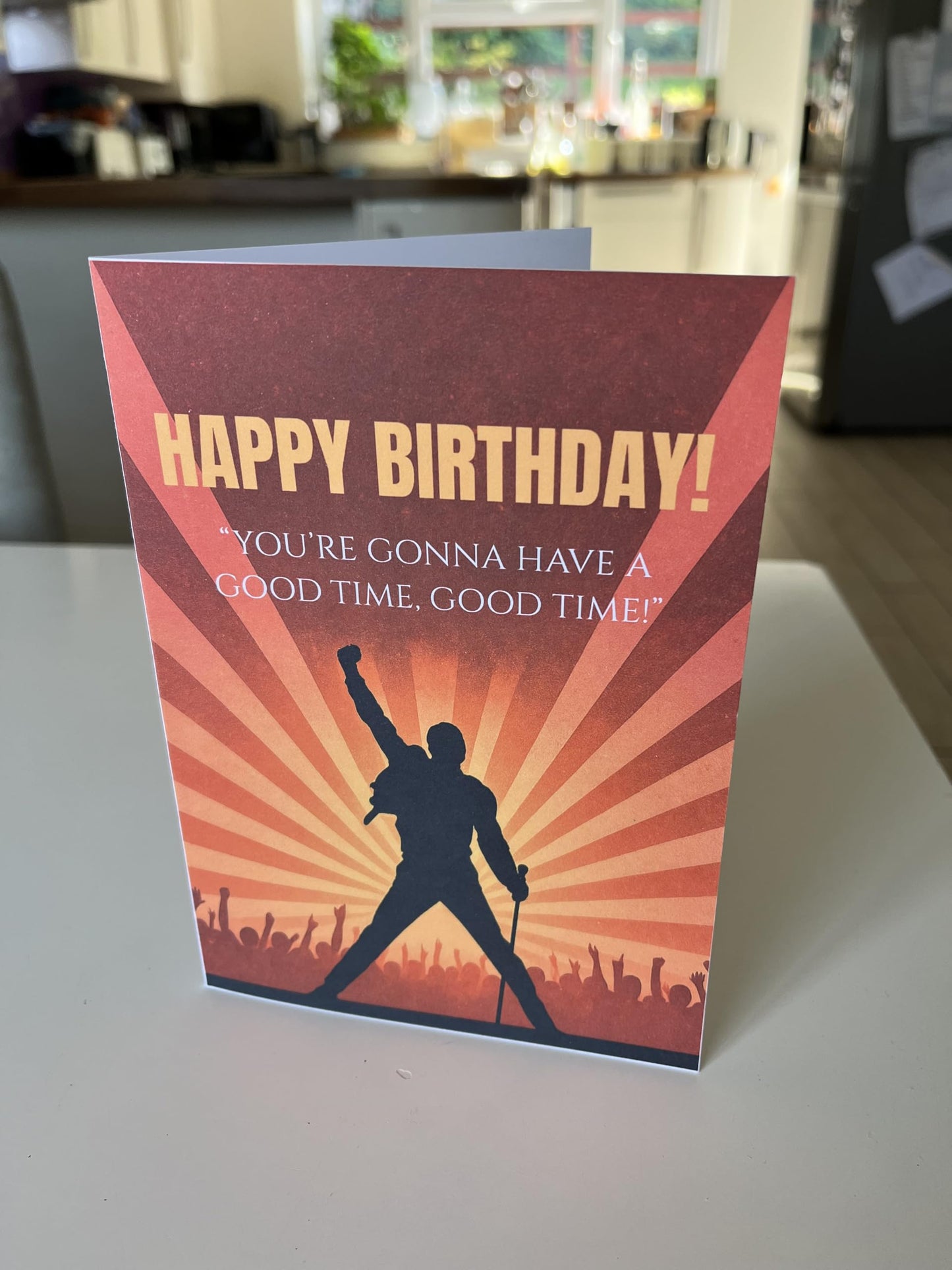 Queen Themed Birthday Card with Freddie Style silhouette Artwork