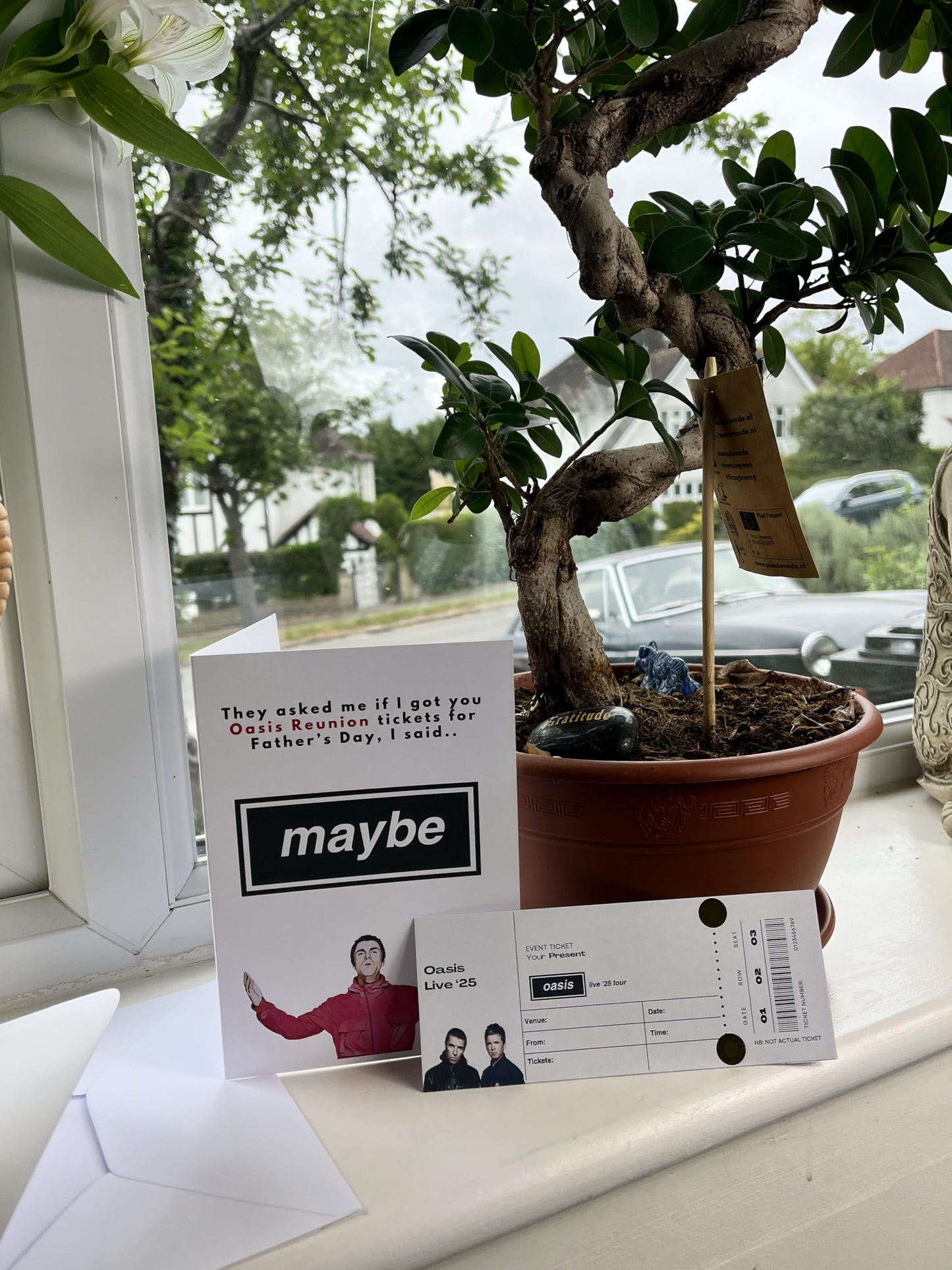 Oasis Father's Day Card with Ticket Themed Insert - They asked me if got you Oasis reunion tickets for Father's Day, I said.. Maybe.