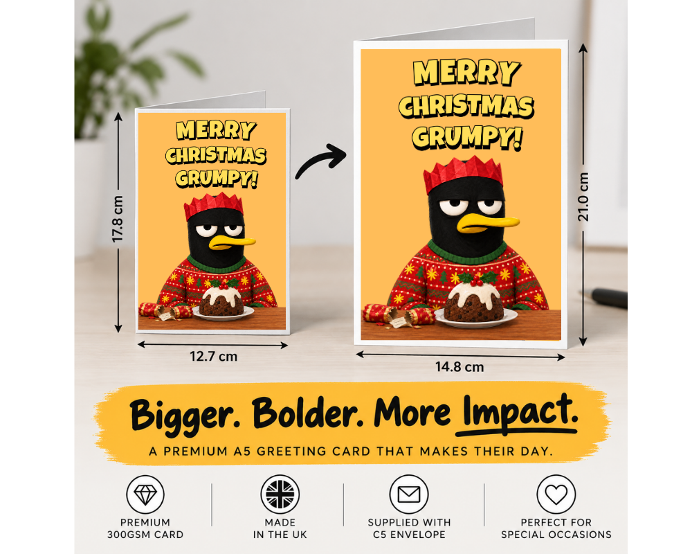 Funny Christmas Card for Grumpy Men – Large A5 Xmas Card for Dad, Husband or Grandad