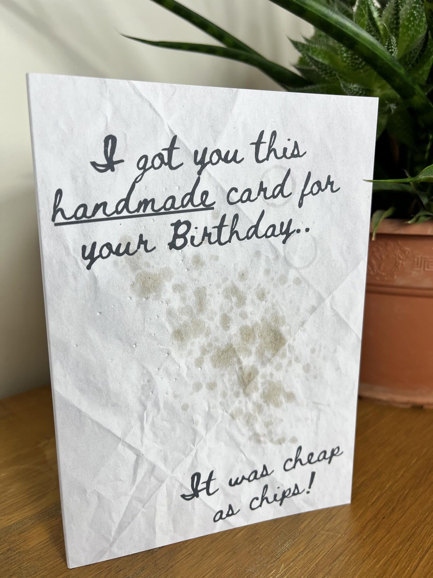 Cheap as Chips Birthday Card - Funny Chipshop Paper Themed Value Discount for Cheeky Cheapskate Celebrations.