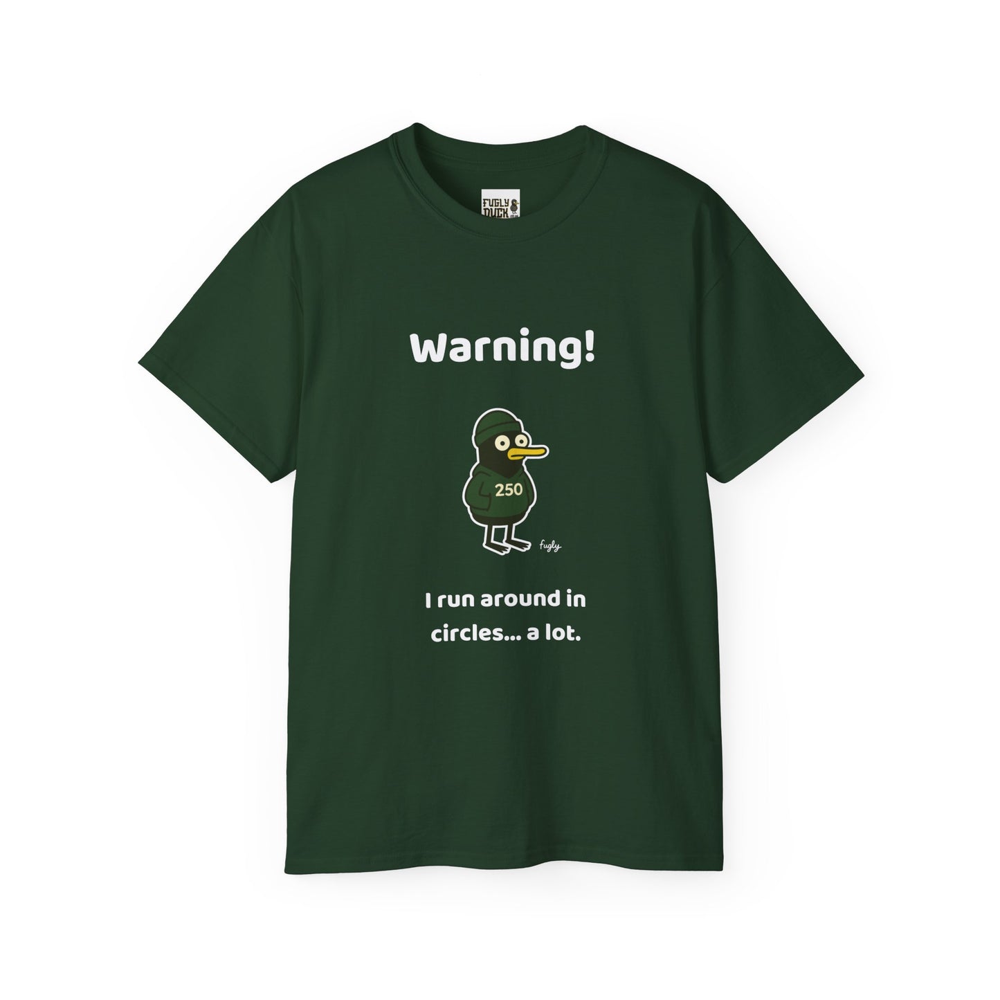Running 250 Milestone T-Shirt - Funny 'Warning - I Run in Circles.. a Lot' Message