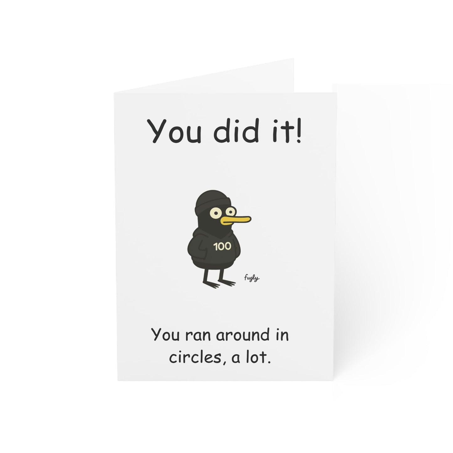 Running Milestone Congratulations Card, Funny Duck Design, 50 100 250 500 5K Achievement, Cheeky Running in Circles Theme