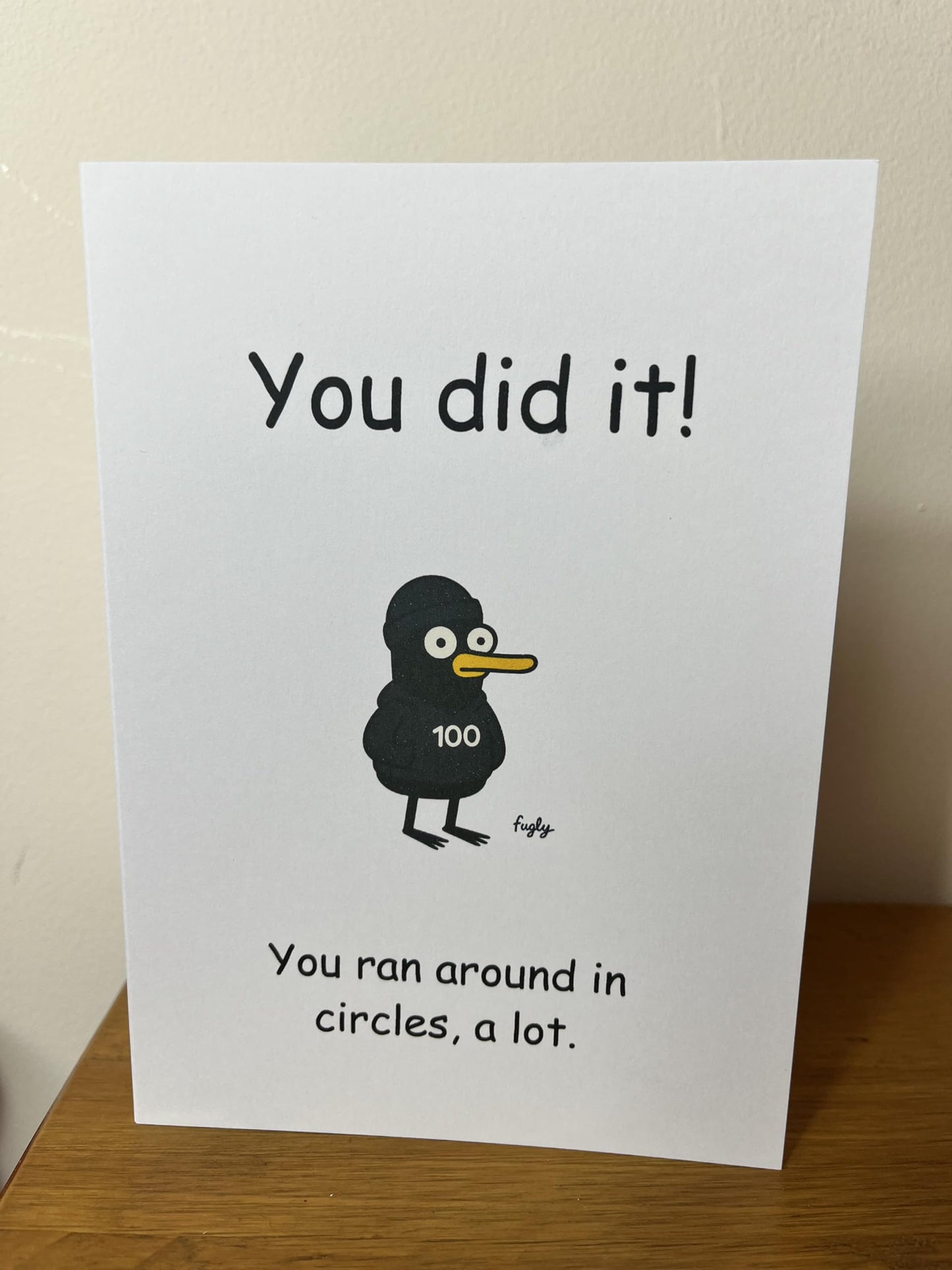 Running Milestone Congratulations Card, Funny Duck Design, 50 100 250 500 5K Achievement, Cheeky Running in Circles Theme