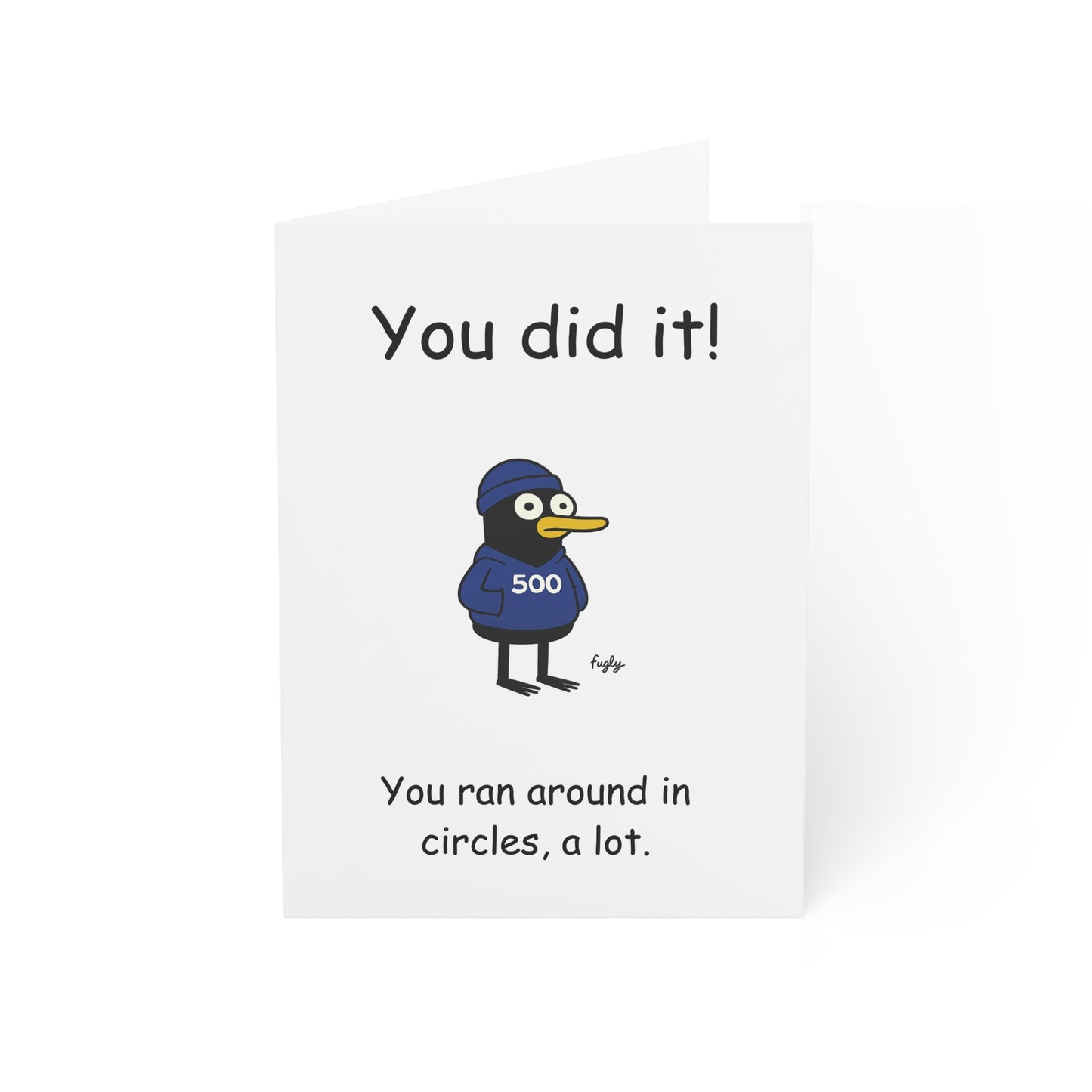 Running Milestone Congratulations Card, Funny Duck Design, 50 100 250 500 5K Achievement, Cheeky Running in Circles Theme
