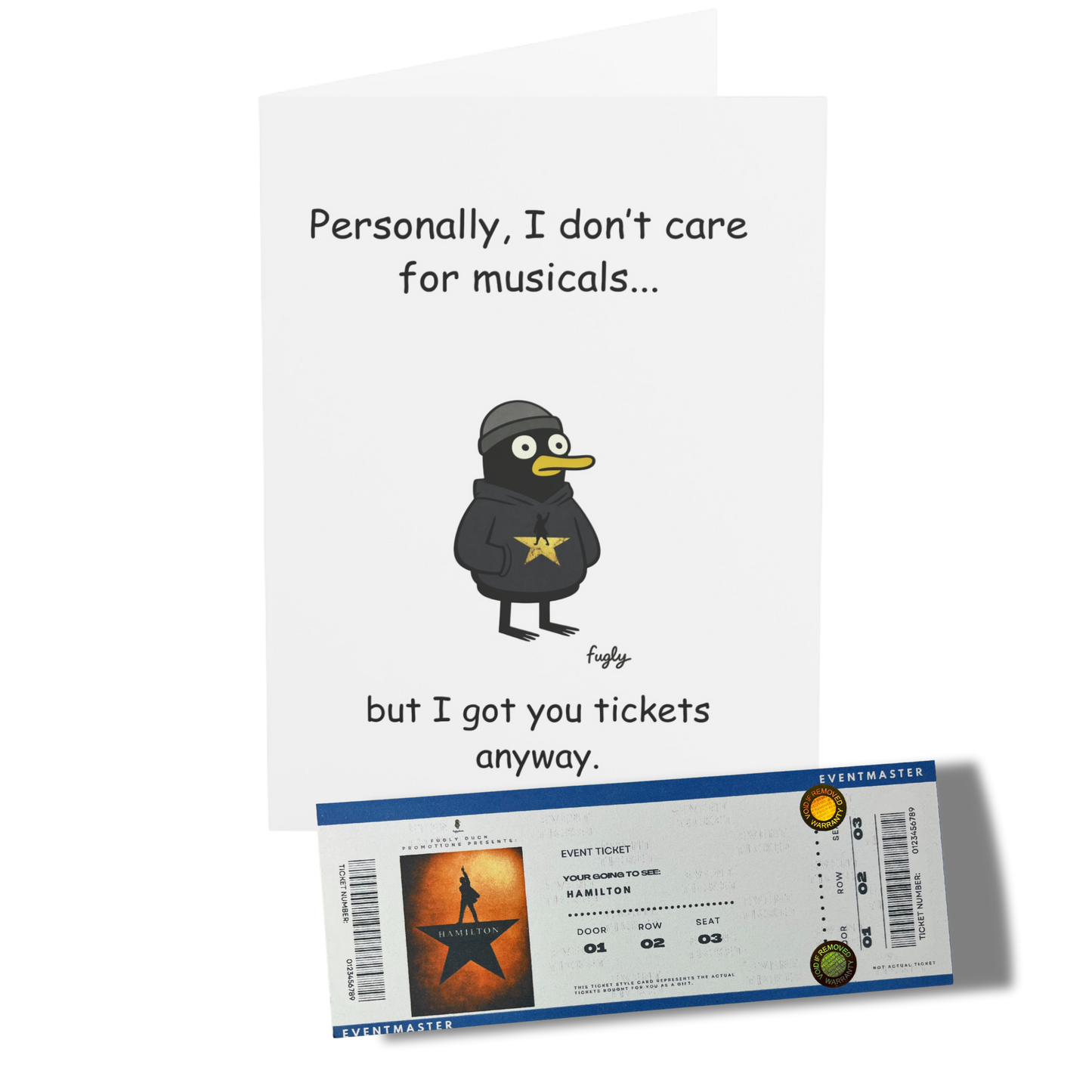 Funny Theatre Ticket Style Card | Phantom of the Opera, Hamilton or Lion King | Musical Ticket Gift Insert