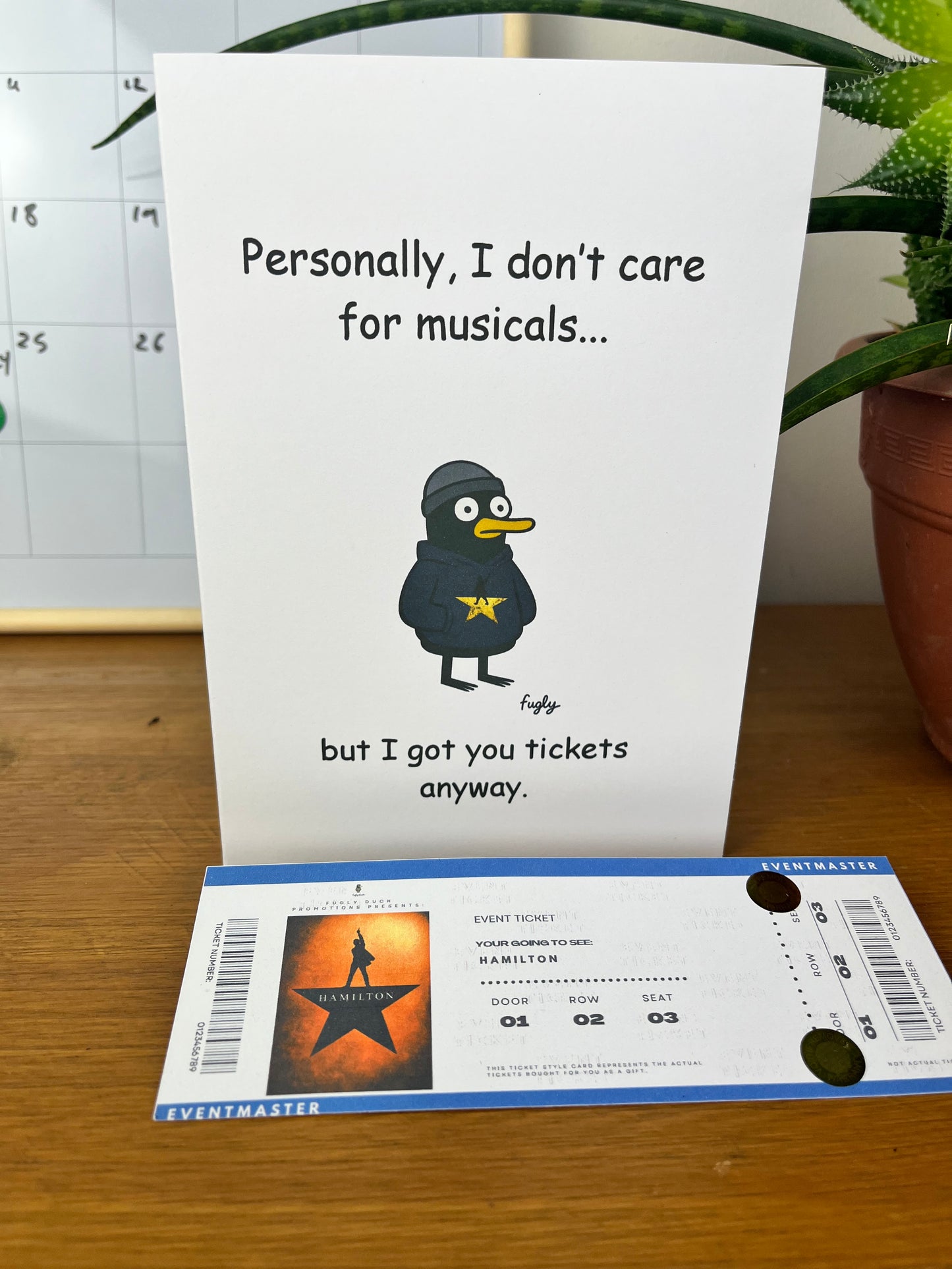 Funny Theatre Ticket Style Card | Phantom of the Opera, Hamilton or Lion King | Musical Ticket Gift Insert