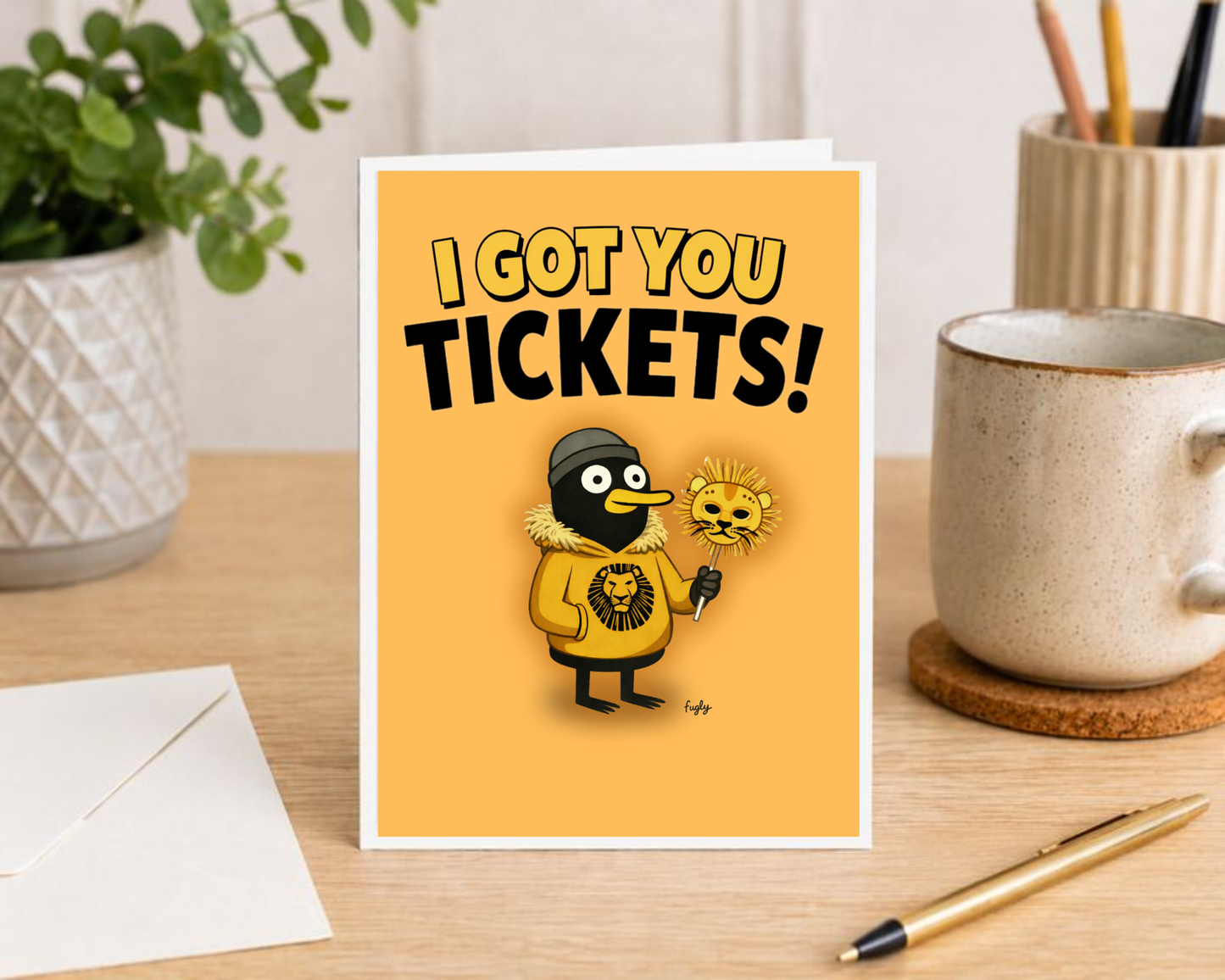 Funny Lion King Birthday Card with Theatre Ticket Gift Insert