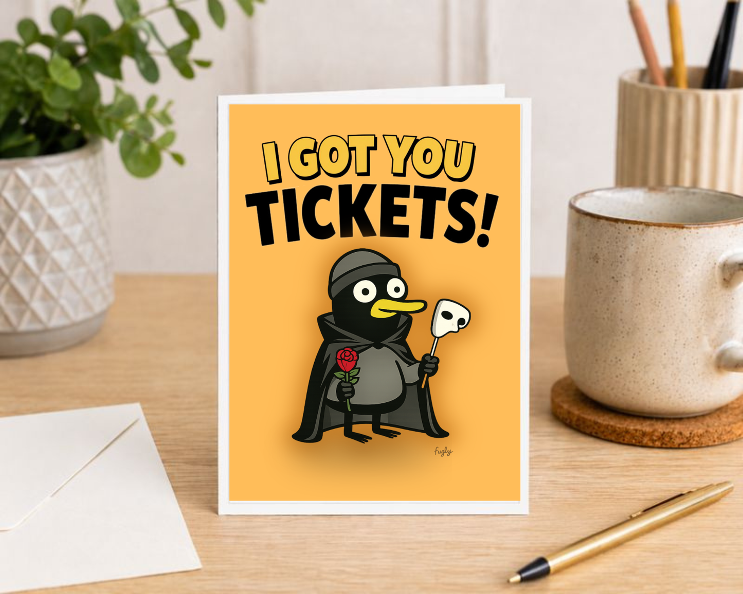 Funny Phantom of the Opera Birthday Card with Theatre Ticket Gift Insert