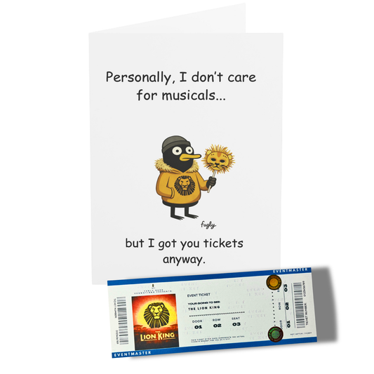 Funny Theatre Ticket Style Card | Phantom of the Opera, Hamilton or Lion King | Musical Ticket Gift Insert