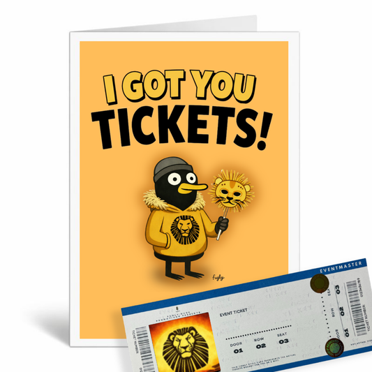 Funny Lion King Birthday Card with Theatre Ticket Gift Insert