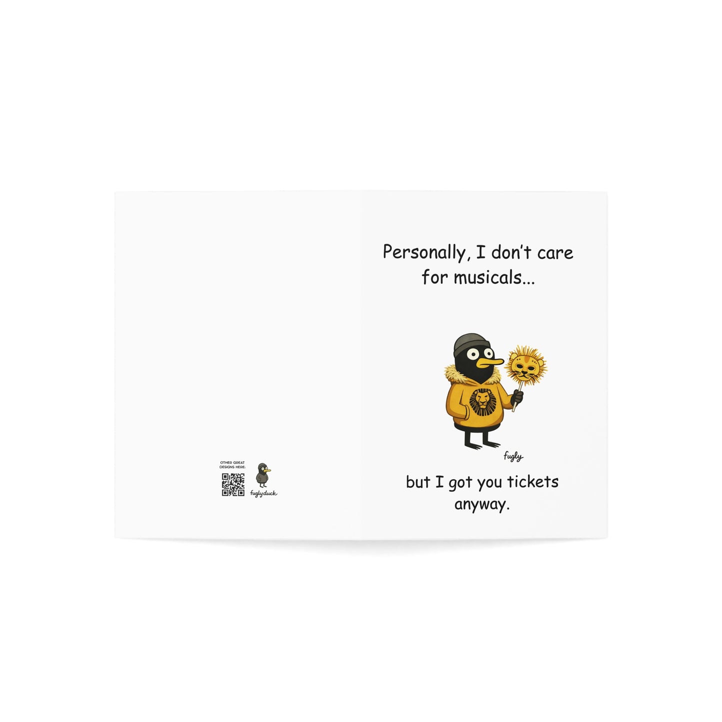 Funny Theatre Ticket Style Card | Phantom of the Opera, Hamilton or Lion King | Musical Ticket Gift Insert