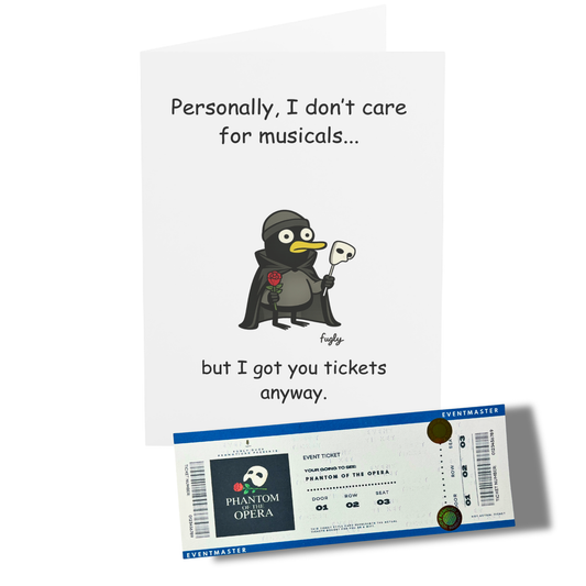 Funny Theatre Ticket Style Card | Phantom of the Opera, Hamilton or Lion King | Musical Ticket Gift Insert