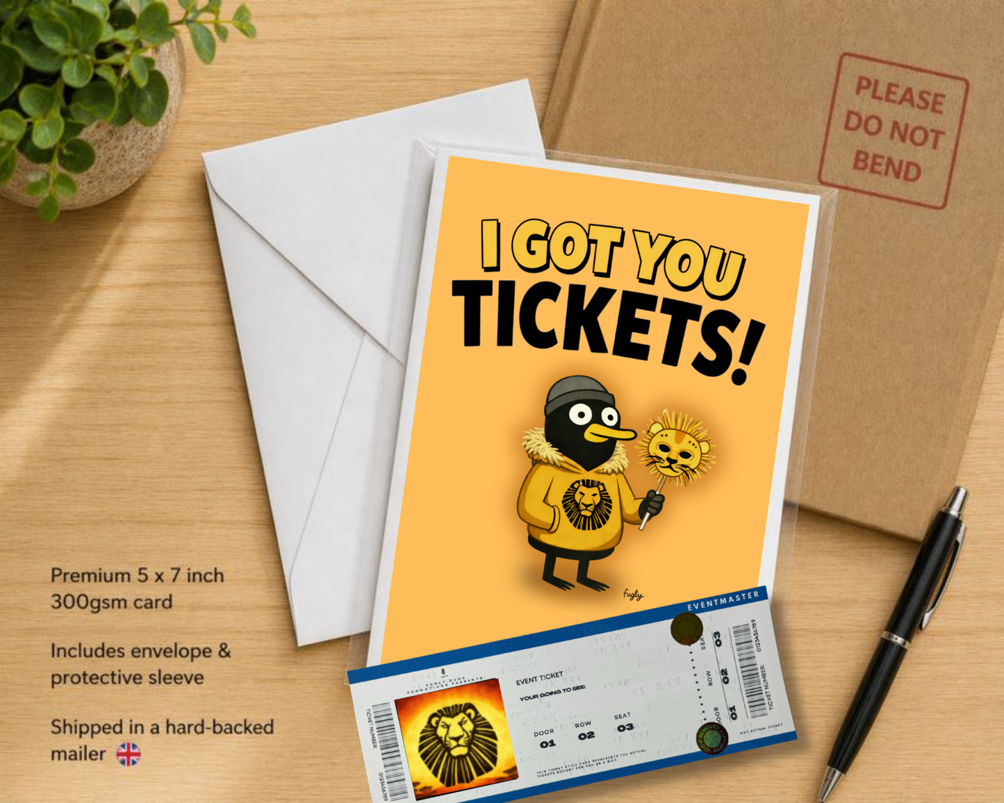 Funny Lion King Birthday Card with Theatre Ticket Gift Insert
