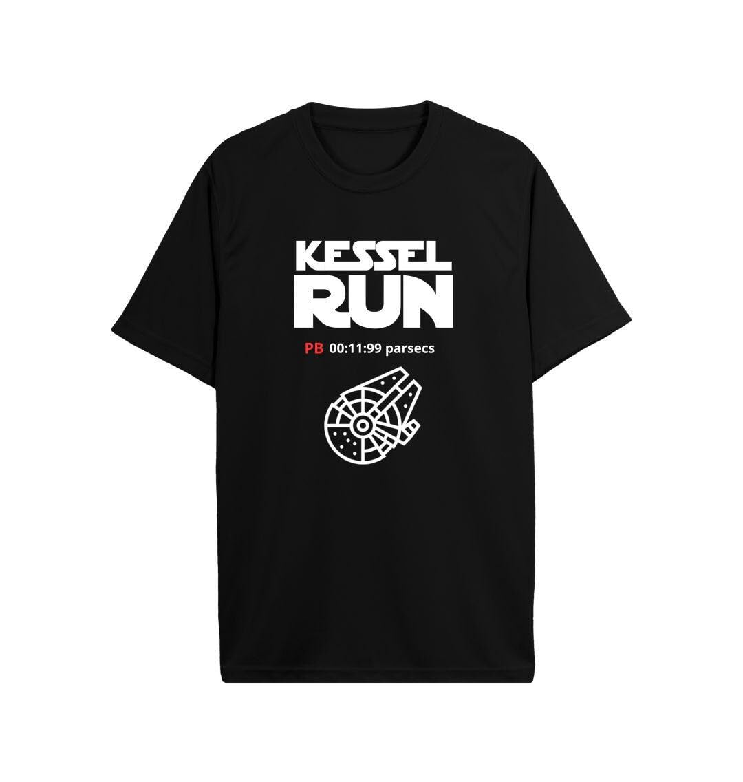 Kessel Run Race T-Shirt, Sci-fi Running Tee, Funny Movie Quote Shirt, Unisex Marathon Top, Galaxy Black
